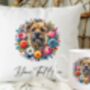 Personalised Border Terrier Summer Floral Dog Wreath Cushion And Mug Gift Bundle, thumbnail 1 of 4