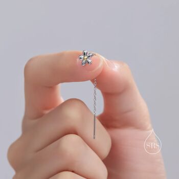 Sterling Silver Forget Me Not Flower Threader Earrings, 4 of 10