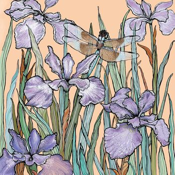 'Dragonfly And Bearded Iris' Print, 3 of 3