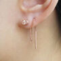 Topaz November Birthstone Sterling Silver Chain Earrings, thumbnail 4 of 7