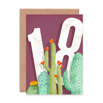 18th Birthday Illustrated Cactus Card, 2 of 2