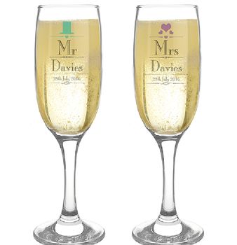 Personalised Wedding Mr And Mrs Flutes, 2 of 3
