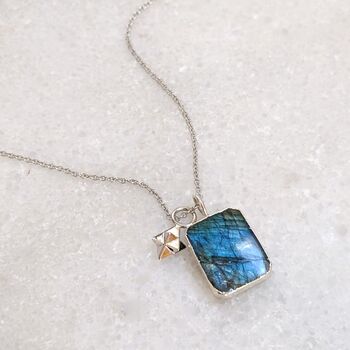 The Duo Labradorite Necklace, Silver, 6 of 12