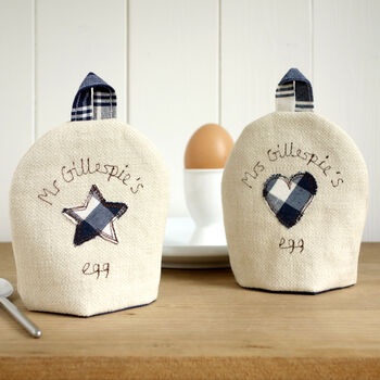 Personalised 45th, 65th Sapphire Anniversary Egg Cosies, 8 of 8