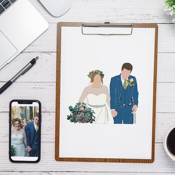Personalised Wedding Portrait Print Wedding Gift, 11 of 12