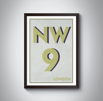 Nw9 Harrow London Typography Postcode Print, 7 of 10