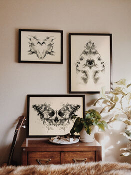 Rorschach Test Style Butterfly Skull Print, 2 of 3
