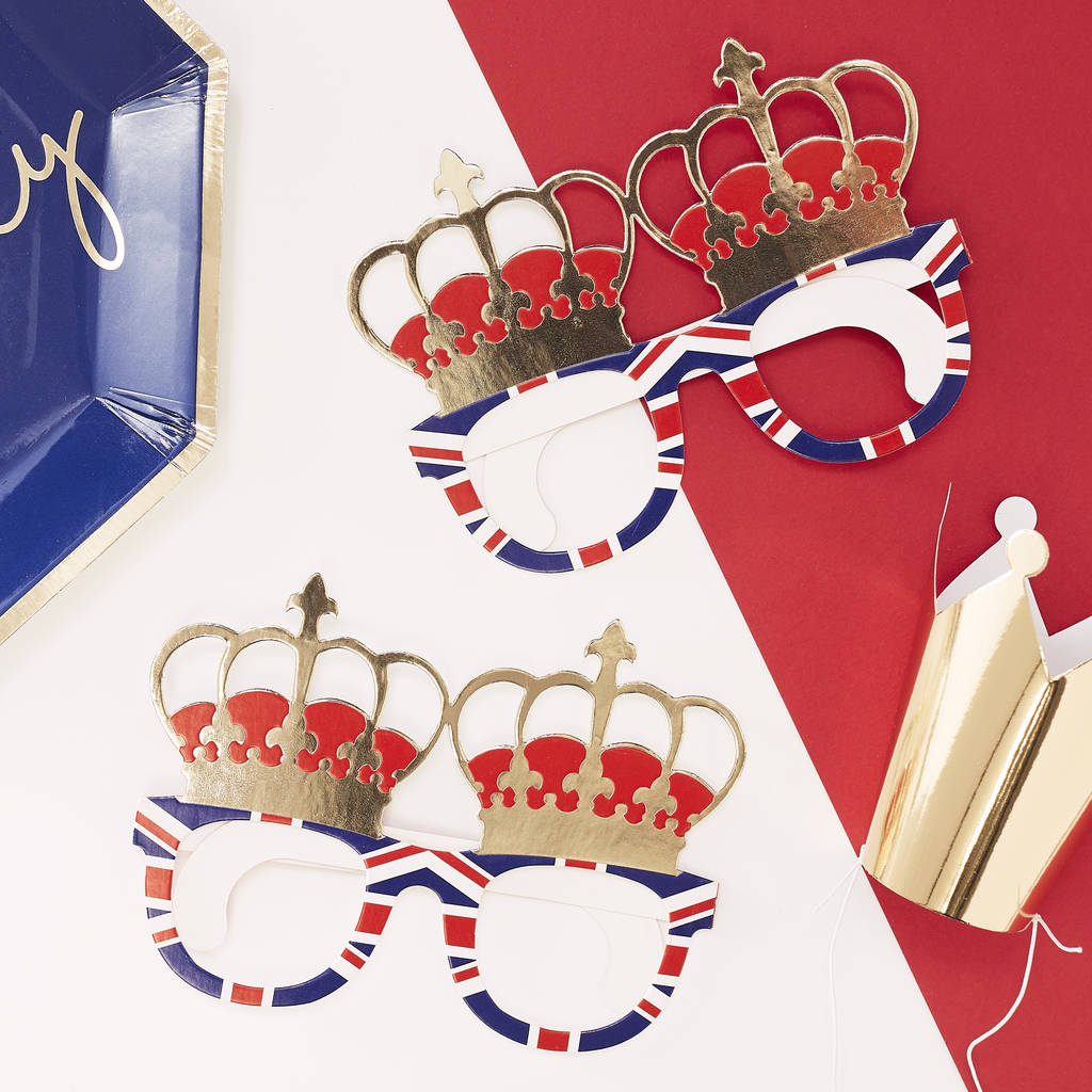 Union Jack And Gold Foiled Fun Glasses Eight Pack, 1 of 3