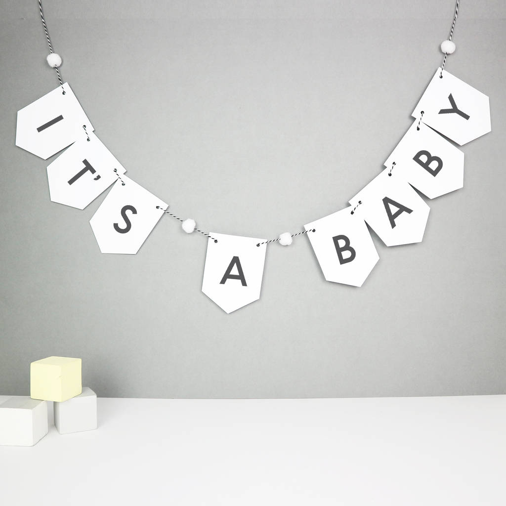 'It's A Baby' Baby Shower Bunting By Paper and Wool