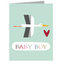 Mini Blue Stork Baby Boy Card, thumbnail 2 of 4