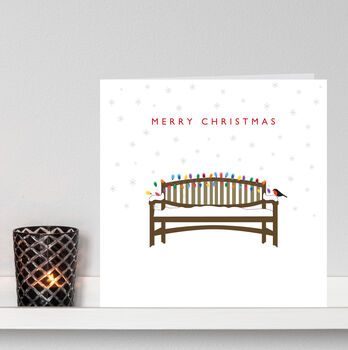 Pack Of Six 'Robin On A Snowy Bench' Christmas Card, 2 of 6