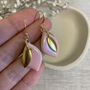Pink Ceramic Leaf Earrings Gold Plated, thumbnail 1 of 7