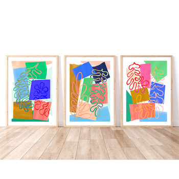 Colourful Abstract Cut Out Shapes Print Set Of Three, 6 of 12