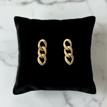 Women's Short Chain Dangle Earrings In 18k Gold, 2 of 5