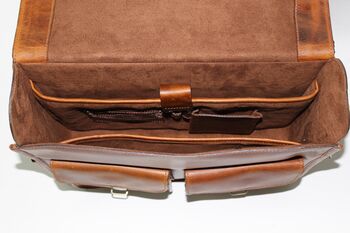 Top Grain Leather Briefcase Laptop Bag Mens, 3 of 12