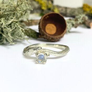 Silver Willow Twig Ring, Silver Gemstone Organic Branch Ring, 5 of 9