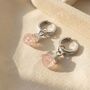 Raw Rose Quartz October Birthstone Huggie Earrings, thumbnail 5 of 5
