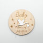 Modern Maple Acrylic Pregnancy Announcement Stork Sign, thumbnail 1 of 12