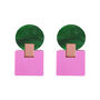 Geometric Retro Green And Purple Acrylic Earrings, thumbnail 3 of 5