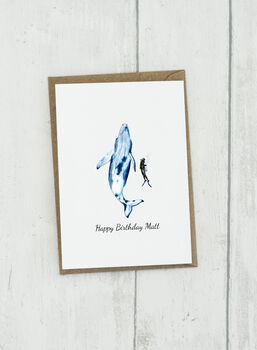 Personalised Whale And Diver Greetings Card, 2 of 4