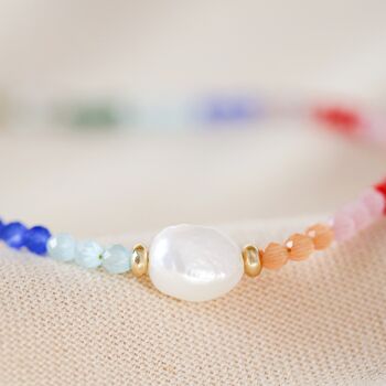 Rainbow Beads And Freshwater Pearl Necklace, 2 of 4