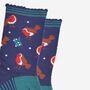 Women's Bamboo Socks Navy Blue Christmas Robins, thumbnail 3 of 5