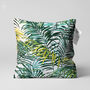 Green And Yellow Tropical Fern Leaves Cushion Cover, thumbnail 1 of 7