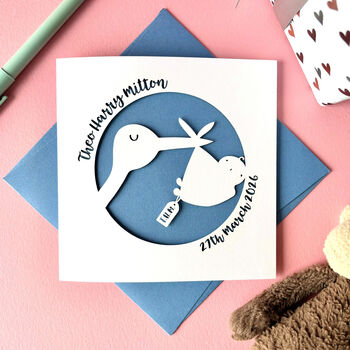 Stork Personalised New Baby Card, 2 of 5