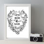 Personalised Mr And Mrs Wedding Tattoo Gift Print, thumbnail 1 of 5