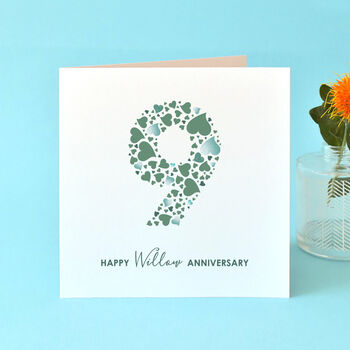 Love Hearts Willow 9th Anniversary Card, 3 of 3
