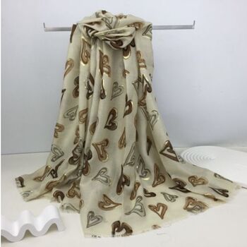 Contemporary Gold Foil Heart Scarf, 2 of 6