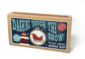 Dashing Through The Snow! Christmas Mini Matchbox Cross Stitch Kit, 2 of 5