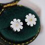 Cosmos Flower Stud Earrings In Sterling Silver, thumbnail 3 of 12