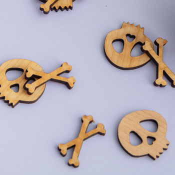 Wooden Skull And Crossbone Halloween Table Confetti, 2 of 3