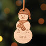 Personalised Wooden Snowman Christmas Tree Decoration, thumbnail 5 of 5