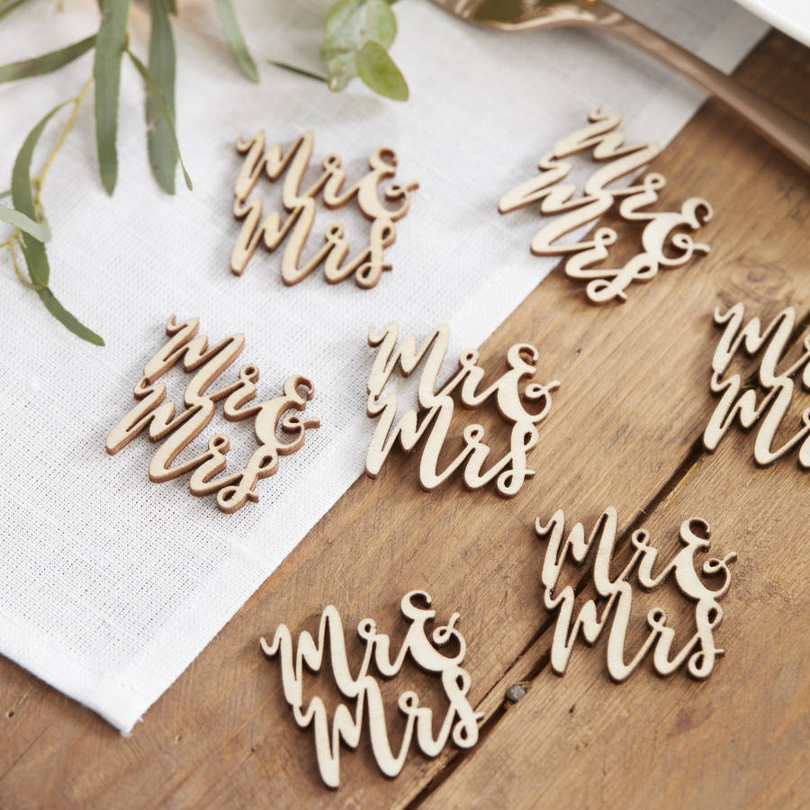 Laser Cut Mr And Mrs Wooden Wedding Confetti By Ginger Ray Laser Cut Mr And Mrs Wooden Wedding Confetti