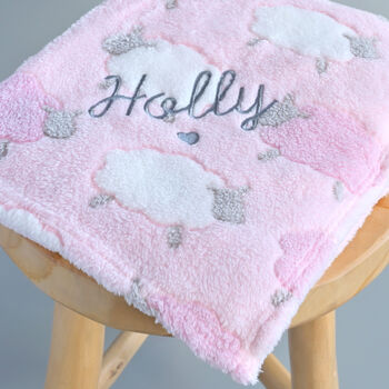 Personalised Baby Sheep Pink Blanket, 3 of 6