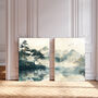 Light Green Japanese Wall Art Set Of Two Japanese Landscape Prints, thumbnail 2 of 3