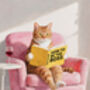 Your Own Cat Reading Book Wall Art Print | Customise Colours And Book Title, thumbnail 11 of 12