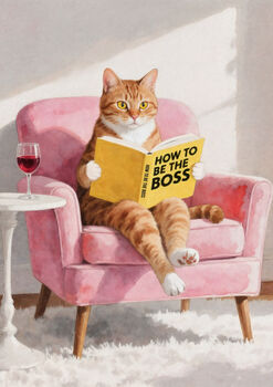 Your Own Cat Reading Book Wall Art Print | Customise Colours And Book Title, 11 of 12