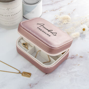 Personalised Sparkly Pink 'My Treasure' Jewellery Case, 2 of 5