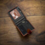 Personalised Luxury Brown And Black Leather Wallet Rfid, thumbnail 4 of 9