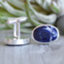 Sodalite Cufflinks In Sterling Silver, thumbnail 3 of 3