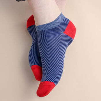 Peace Blue And Lux Taylor Blue Men's Trainer Socks Bundle, 4 of 7