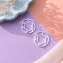 Geometric Hexagonal Sterling Silver Hoop Earrings, thumbnail 5 of 7