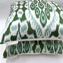 Square Ikat Silk Cushion Forest Green Abstract, thumbnail 5 of 9