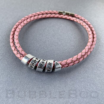 Personalised Secret Message Pink Leather Bracelet, 3 of 5