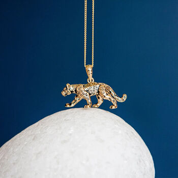Leopard Necklace In 18ct Gold Plated Sterling Silver, 3 of 11