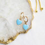 Gold Plated Blue Enamel Heart Huggie Earrings, thumbnail 4 of 8