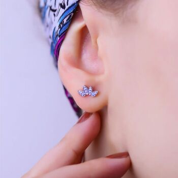 Flower Stud Sterling Silver Earring, 2 of 4
